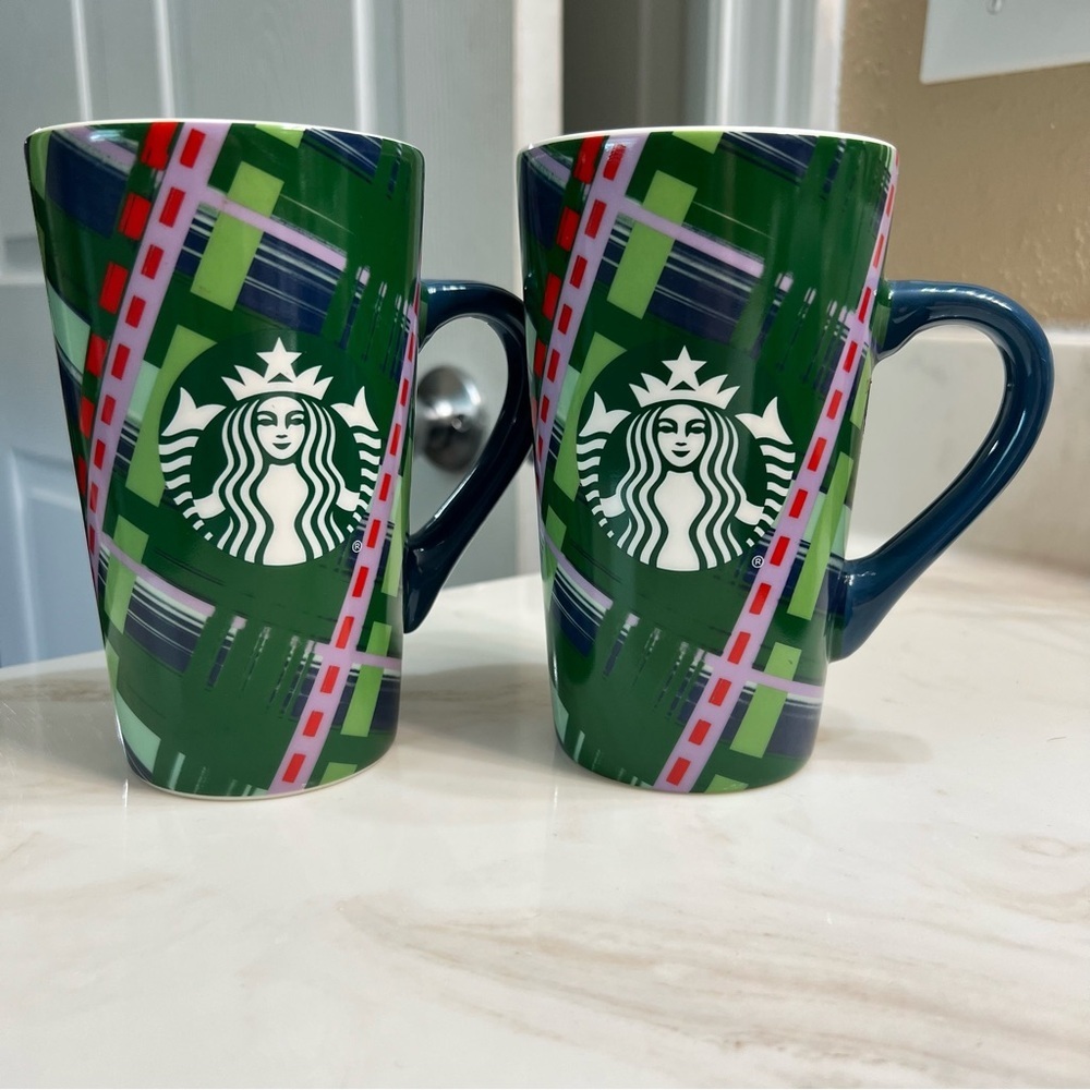 Starbucks 2020 Holiday Christmas Green Plaid Ceramic 16 oz Tall Coffee Mug